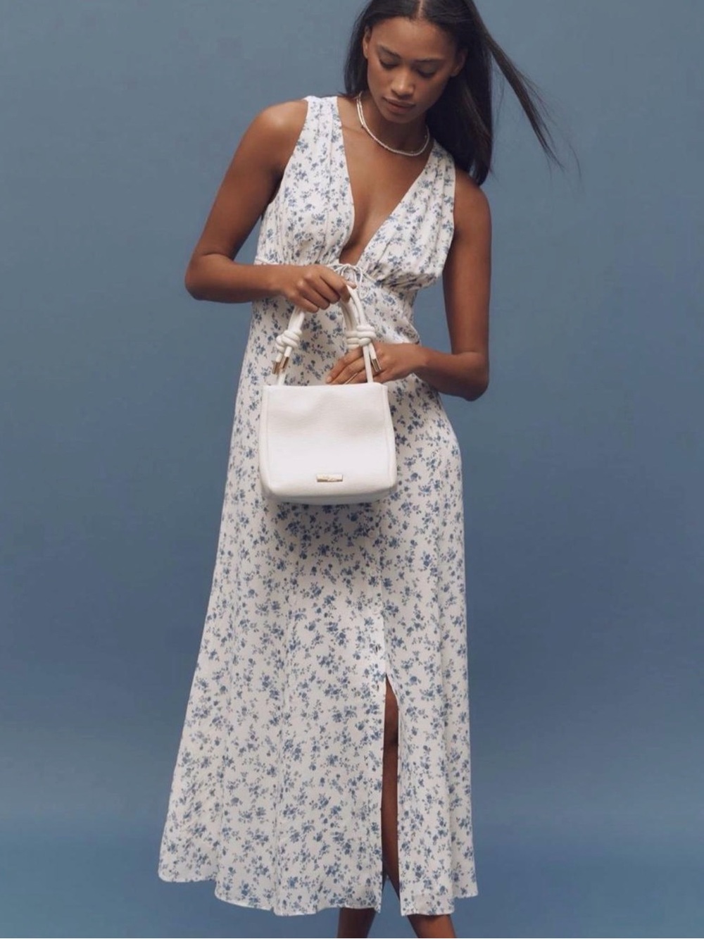 Reformation Ceara V-Neck Floral Midi Dress